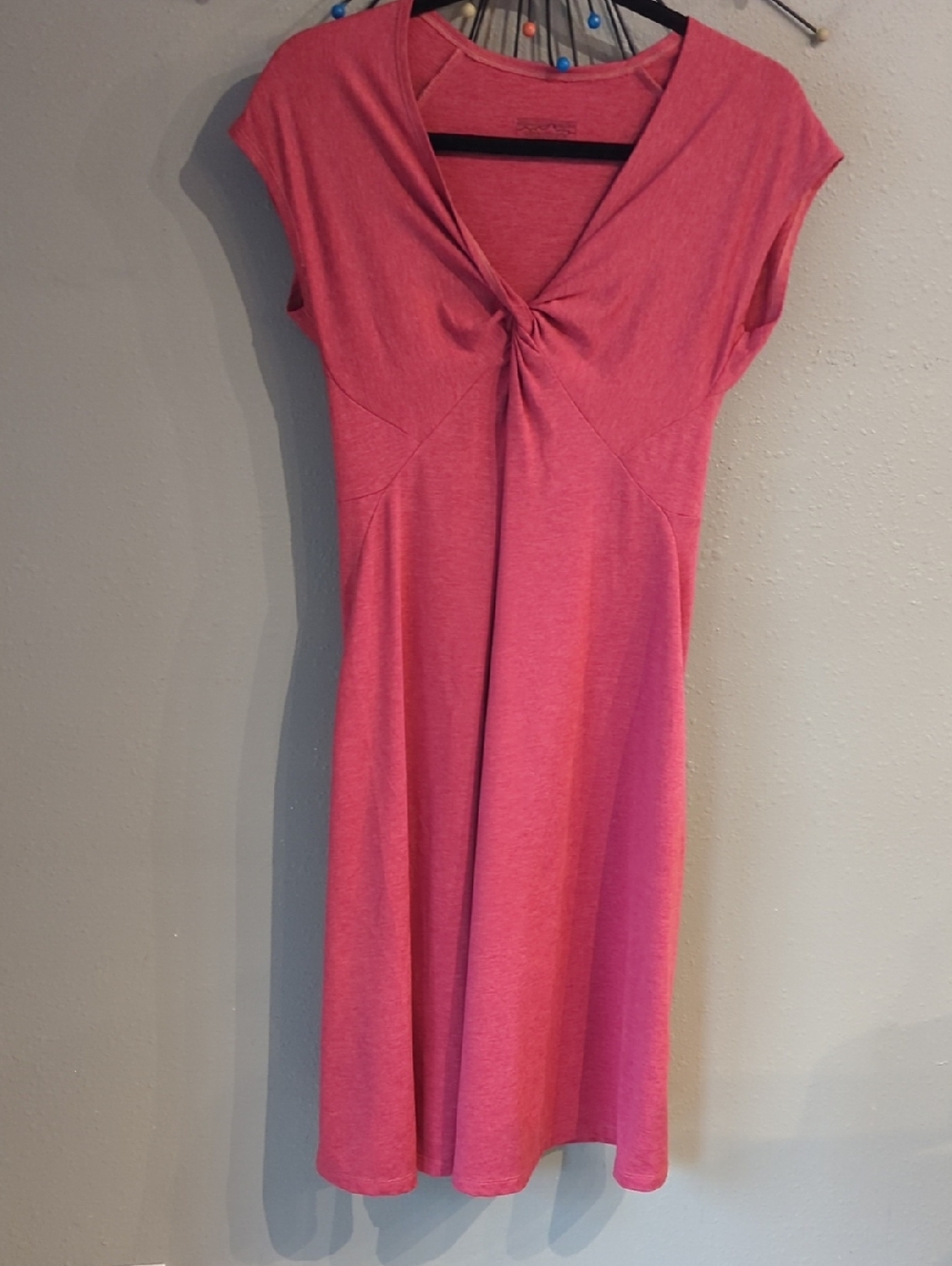Patagonia Pink Heathered Trail Comfy Sun Dress Small Knotted V-neck